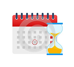 Calendar and clock icon. Wall calendar. Important, schedule, appointment date. Vector stock illustration.