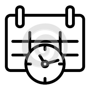 Calendar and clock line icon. Date and time vector illustration isolated on white. Appointment graph outline style