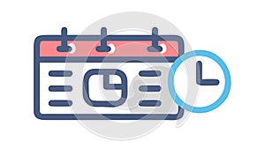 Calendar with Clock and List Icon - Scheduled Tasks, vector design Generative AI