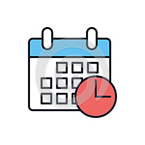 Calendar with Clock related vector icon