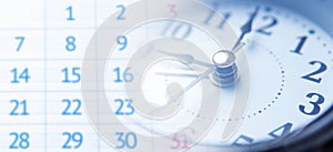 Calendar and clock. Time concept
