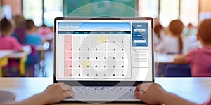 Calendar on computer software application for brisk schedule planning