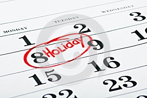 Calendar with a date