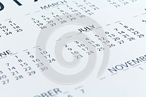 Calendar date Planner day week month