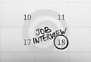 Calendar with date reminder about job interview