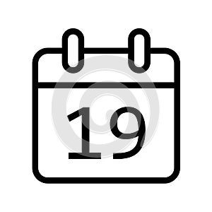 Calendar day nineteen date icon