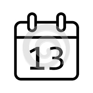 Calendar day thirteen date icon