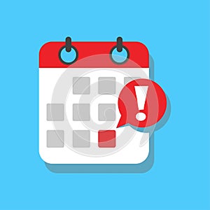 Calendar deadline or event reminder notification vector icon, flat cartoon agenda symbol with selected important day and notice