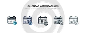 Calendar with deadlines icon in different style vector illustration. two colored and black calendar with deadlines vector icons