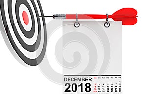 Calendar December 2018 with Target. 3d Rendering