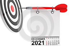 Calendar December 2021 with Target. 3d Rendering