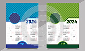 Calendar Design Template. One page or wall calendar design. photo