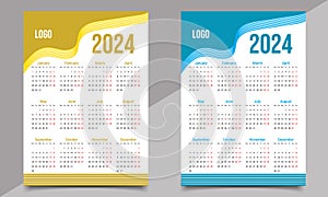 Calendar Design Template. One page or wall calendar design. photo