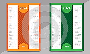 Calendar Design Template. One page or wall calendar design. photo