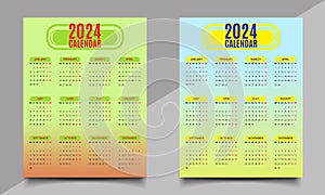 Calendar Design Template. One page or wall calendar design. photo