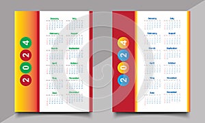 Calendar Design Template. One page or wall calendar design. photo