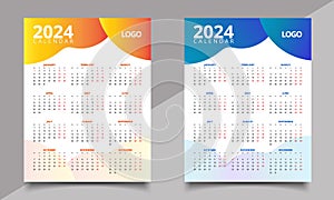 Calendar Design Template. One page or wall calendar design. photo