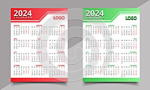 Calendar Design Template. One page or wall calendar design. photo