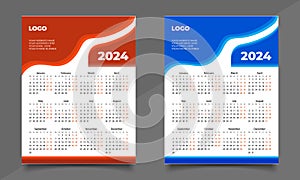 Calendar Design Template. One page or wall calendar design. photo