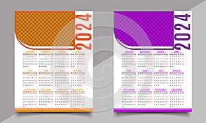 Calendar Design Template. One page or wall calendar design. photo
