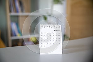 Calendar desk place on table. Desktop Calender for Planner to plan agenda, timetable, appointment, organization, management each