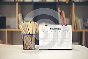2021 Calendar desk place on table. Desktop Calender for Planner to plan agenda, timetable, appointment, organization, management