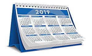 Calendar Desktop 2019 in blue color