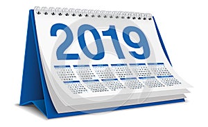 Calendar Desktop 2019 in blue color