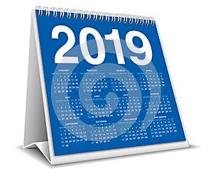 Calendar Desktop 2019 in blue color