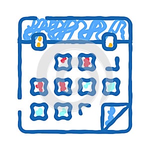 Calendar doodle icon representing scheduling and planning dates
