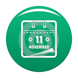 Calendar eleventh november icon vector green