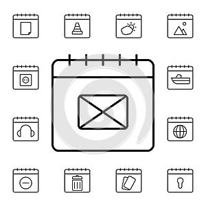 Calendar, email flat vector icon in calendar pack