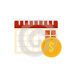 Calendar estimator icon flat isolated vector