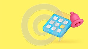 Calendar event agenda reminder deadline notification time management 3d icon realistic vector