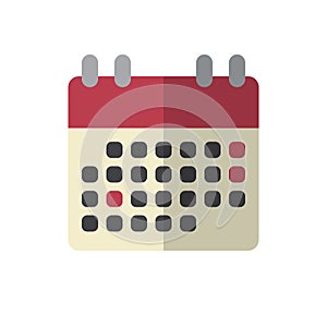 Calendar event reminder flat icon, filled vector sign, colorful pictogram isolated on white.