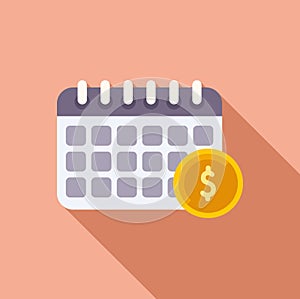 Calendar finance planning icon flat vector. Increase economy