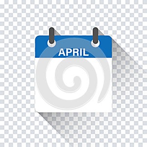 Calendar daily flat April month. Vector isolated illustration.Calendar personal organizer mockup in flat design. Stock vector