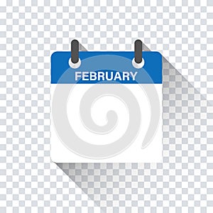 Calendar daily flat February month. Vector isolated illustration.Calendar personal organizer mockup in flat design. Stock vector