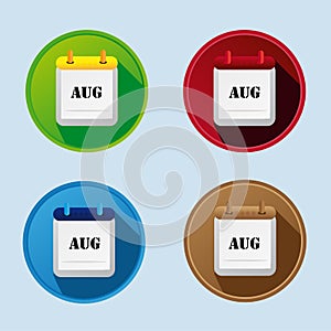 Calendar Flat Icon With August