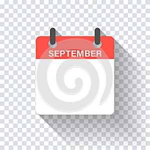 Calendar daily flat September month. Vector isolated illustration.Calendar personal organizer mockup in flat design. Stock vector