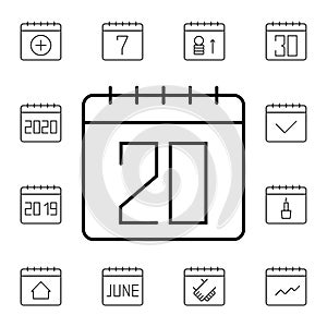 Calendar, 20 flat vector icon in calendar pack