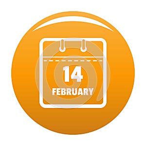 Calendar fourteenth february icon vector orange