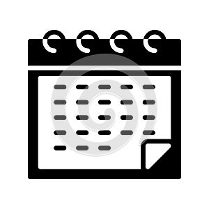 Calendar glyph flat vector icon