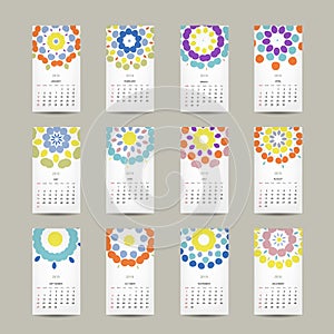 Calendar grid 2015 for your design, floral