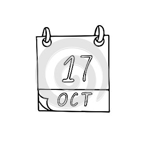 Calendar hand drawn in doodle style. October 17. International Day for the Eradication of Poverty, Sweetest, date. icon