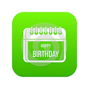 Calendar happy birthday icon digital green