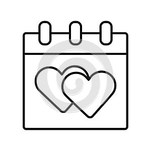 Calendar heart icon. Wedding date