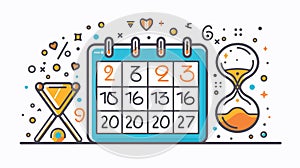 Modern Calendar and Hourglass Outline Icons in Vector Illustration photo