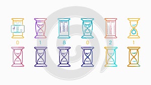 Modern Calendar and Hourglass Outline Icons in Vector Illustration photo