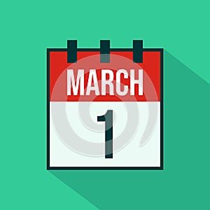 Calendar Icon of 1 March - Vector